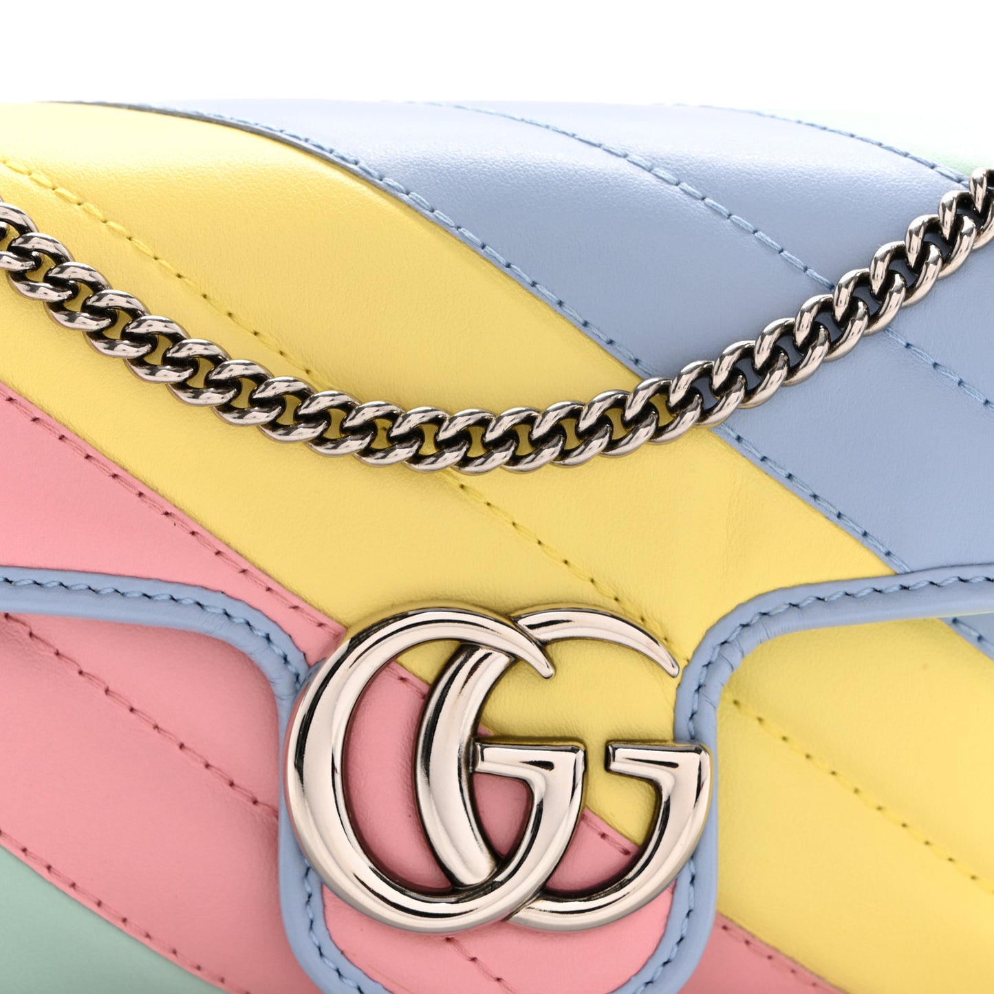Calfskin Matelasse Diagonal Super Mini GG Marmont Shoulder Bag Multicolor Pastel