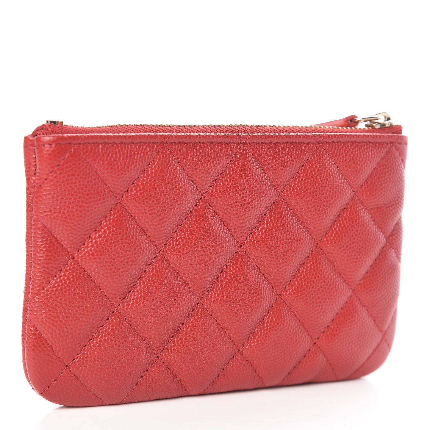 Caviar Quilted Small Cosmetic Case Red