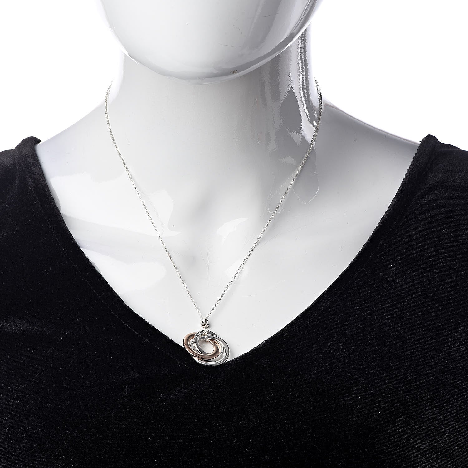 Tiffany Sterling Silver Rubedo 1837 Circles Pendant Necklace 2 of 4