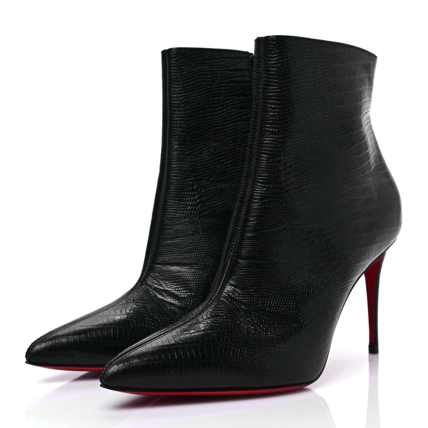 Christian Louboutin Calfskin Lizard Embossed So Kate Booty 85 Ankle Boots 37.5 Black 3 of 7