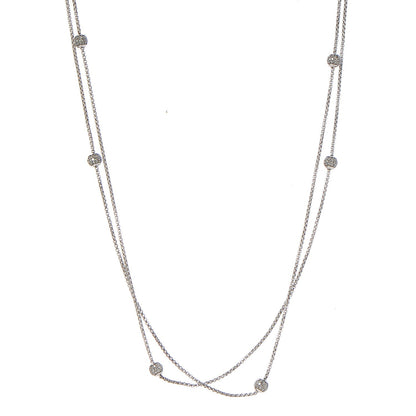 David Yurman Sterling Silver Diamond 4.5mm Bead Station Necklace 36 1 of 4