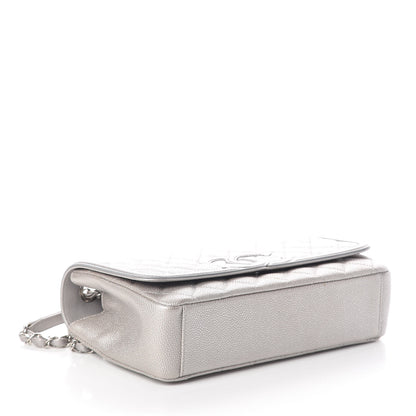 Chanel Metallic Caviar Quilted Medium CC Filigree Flap Silver 4 of 11