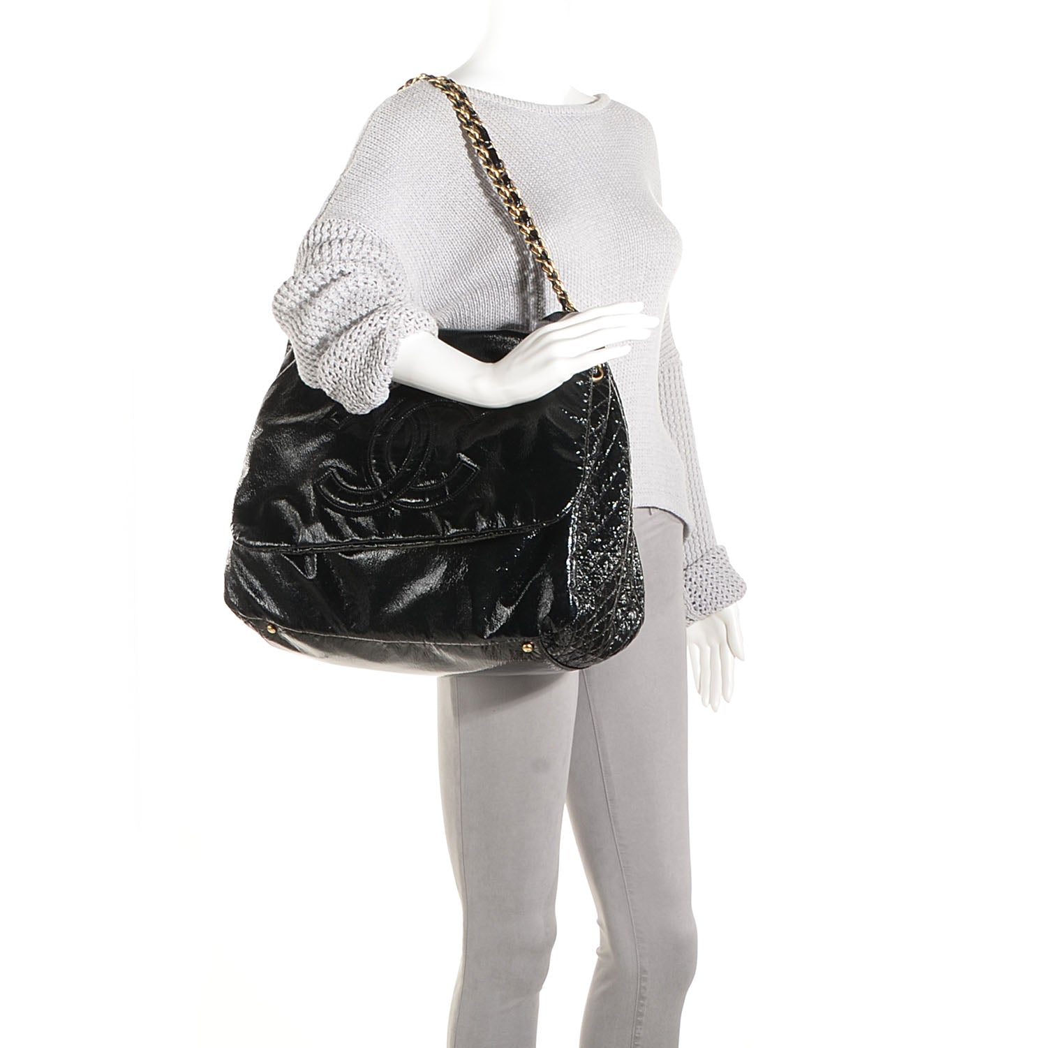 Chanel Vinyl Rock and Chain Large Flap Black 2 of 7