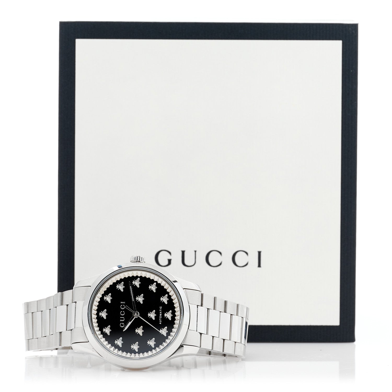 Gucci Stainless Steel 38mm G-Timeless Bee Automatic Watch Black Onyx 5 of 5