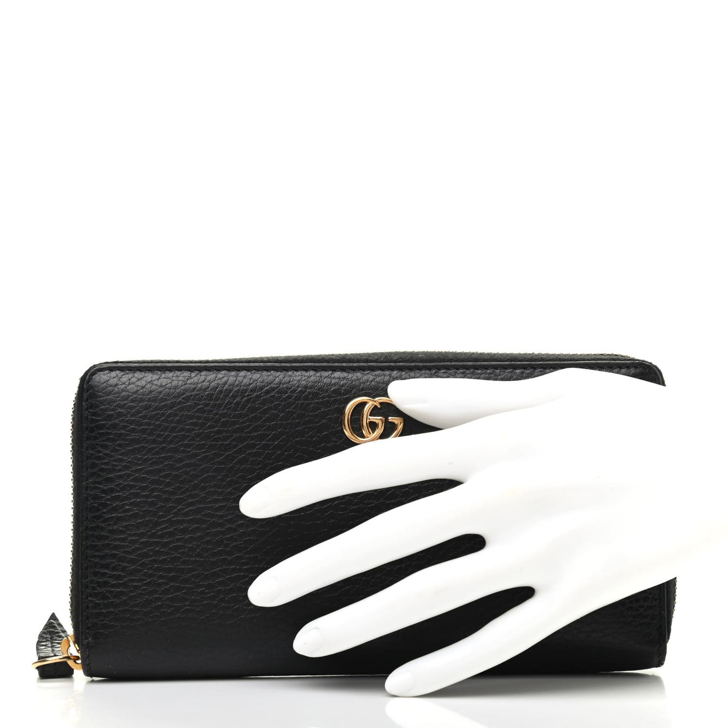 Dollar Calfskin GG Marmont Zip Around Wallet Black