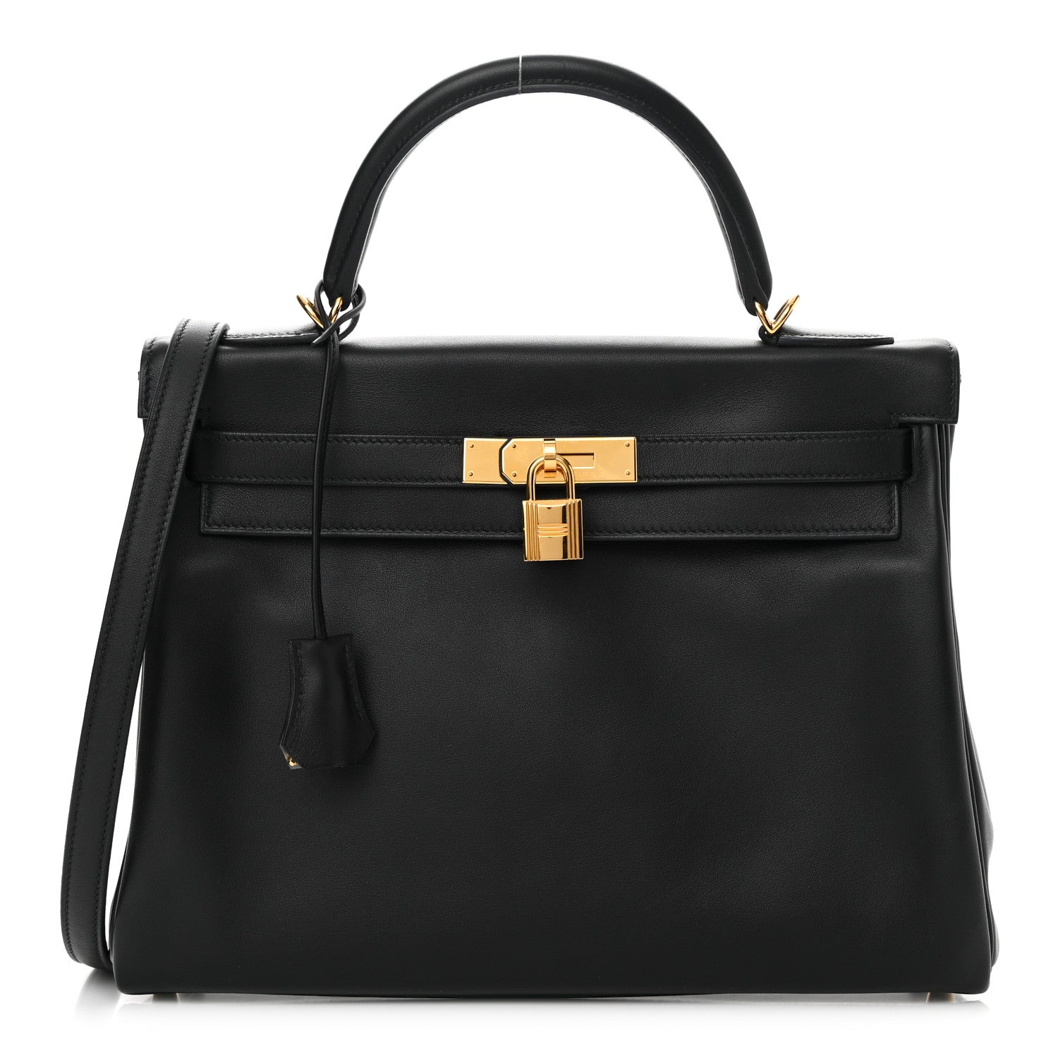 Hermes Swift Horseshoe Kelly Retourne 32 Black Gris Mouette 1 of 16