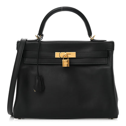 Hermes Swift Horseshoe Kelly Retourne 32 Black Gris Mouette 1 of 16