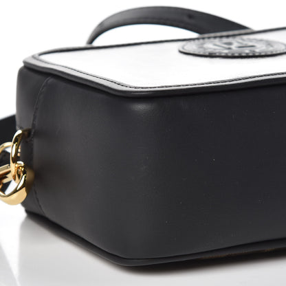 Fendi Glazed Fabric Vitello Century FF 1974 Stamp Patch Mini Camera Case Mogano Panna Black 8 of 9