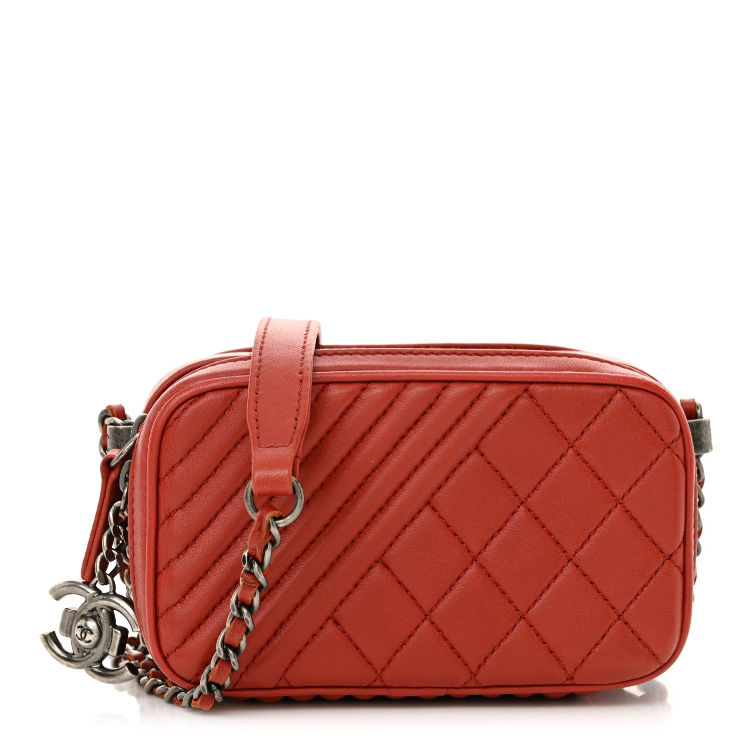 Chanel Lambskin Quilted Mini Coco Boy Camera Case Red 1 of 12