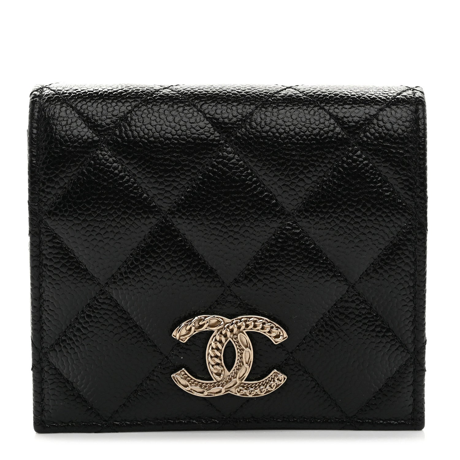 Chanel Caviar Quilted Multi Chain CC Compact Bifold Wallet Black 1 of 9