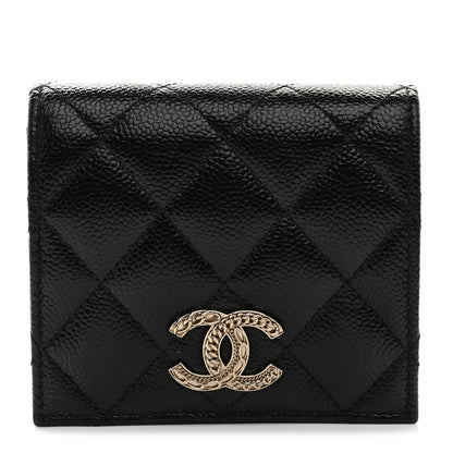 Chanel Caviar Quilted Multi Chain CC Compact Bifold Wallet Black 1 of 9