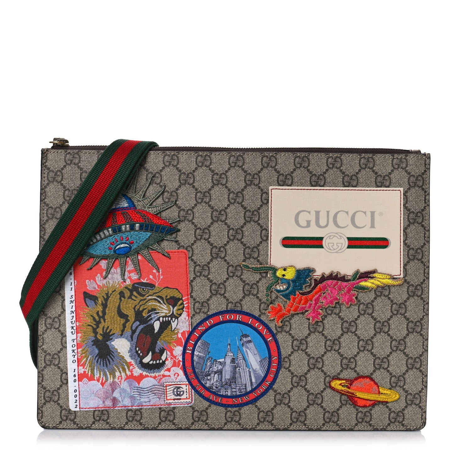 GG Supreme Monogram Courrier Crossbody Messenger Clutch
