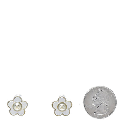 Chanel Pearl CC Camellia Earrings Gold 2 of 5