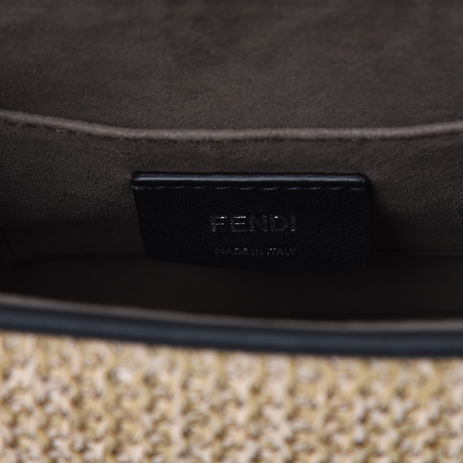 Fendi Raffia Vitello Century F is Fendi FF Embroidered Fringe Small Kan I Shoulder Bag Natural Black 6 of 7