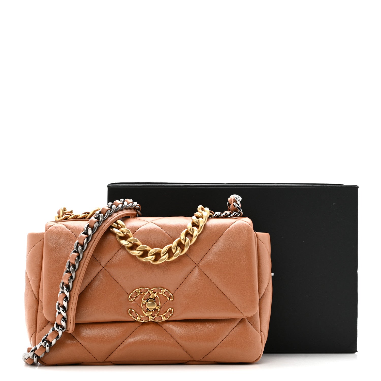 Chanel Lambskin Quilted Medium Chanel 19 Flap Brown 17 of 17