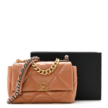 Chanel Lambskin Quilted Medium Chanel 19 Flap Brown 17 of 17