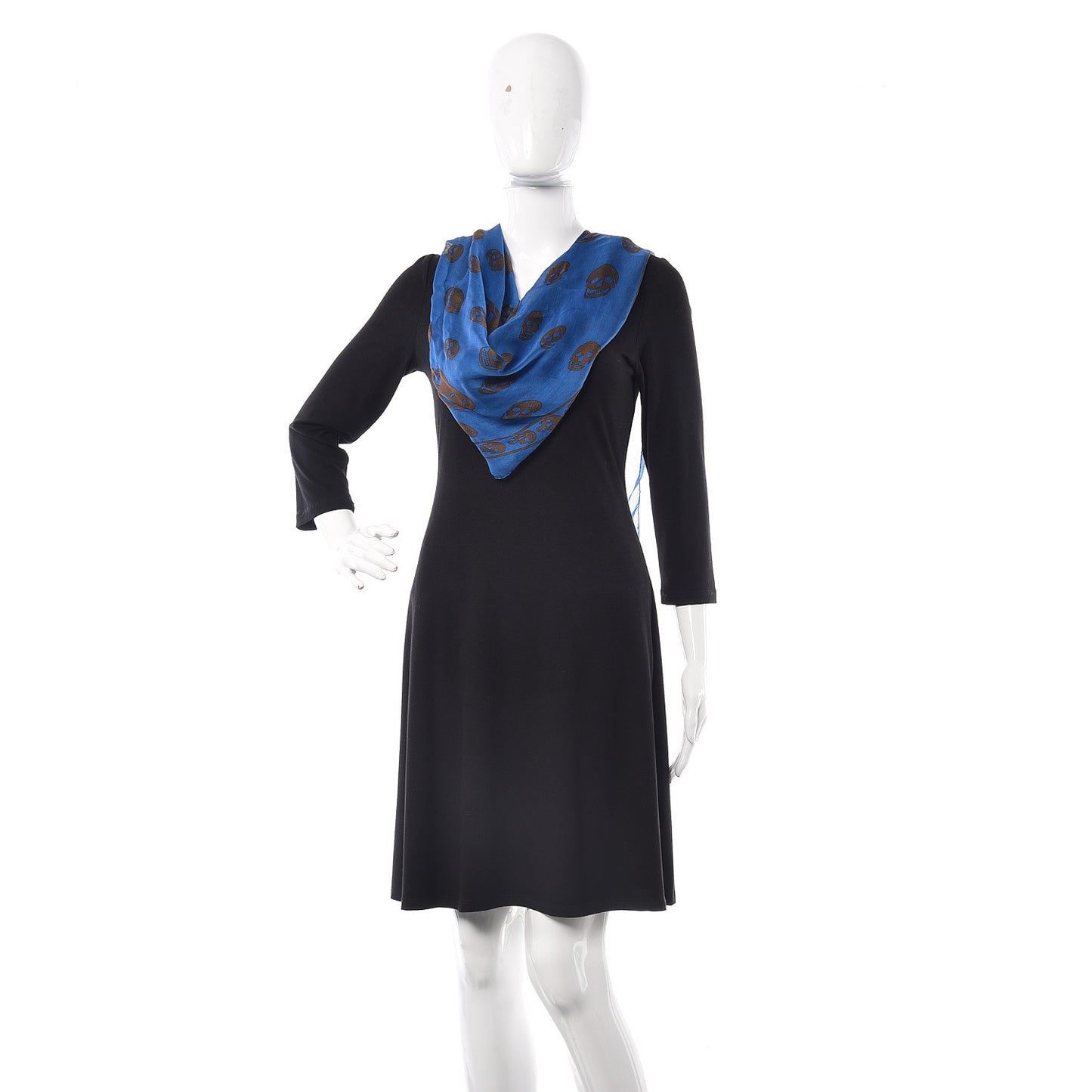 Silk Chiffon Skull Scarf Blue
