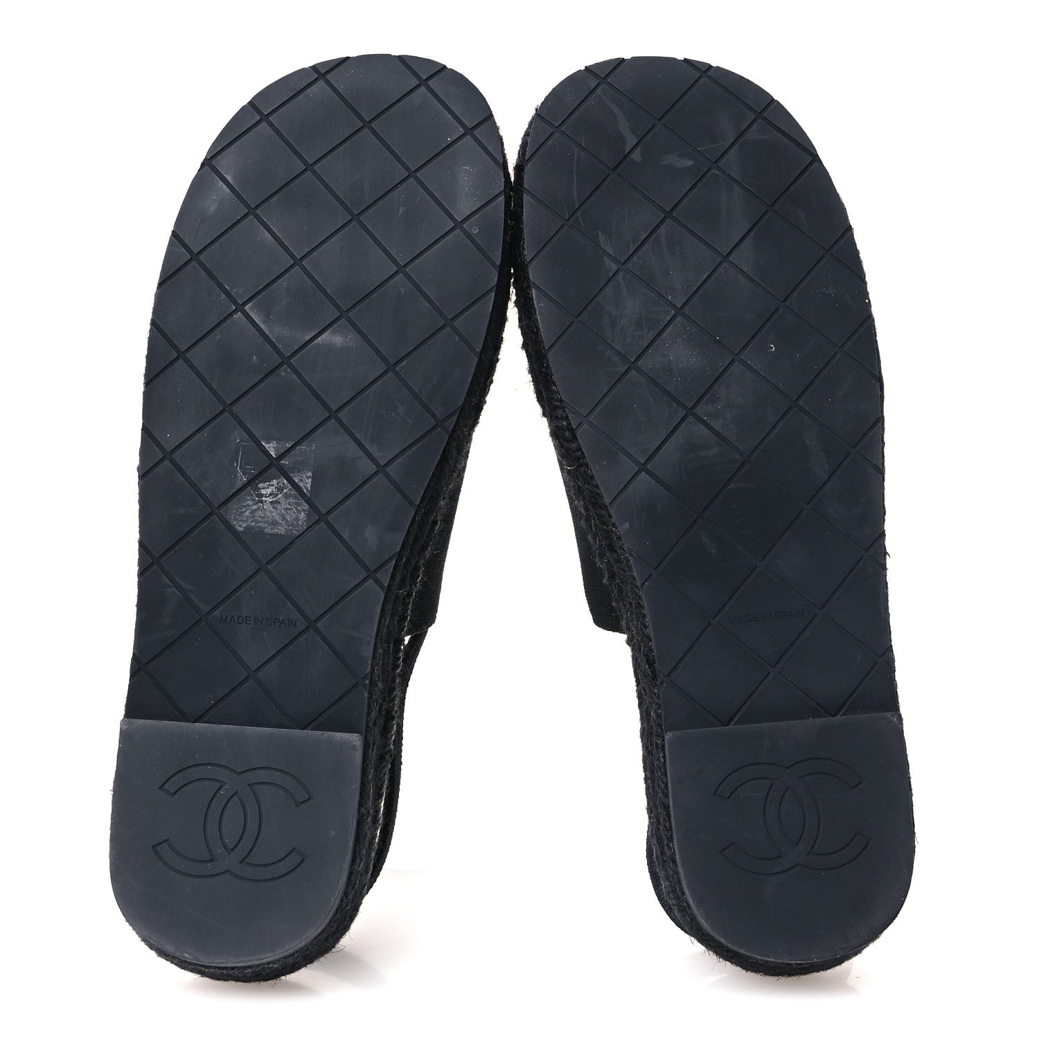 Chanel Canvas Strass CC Espadrille Slingback Sandals 38 Black 6 of 9