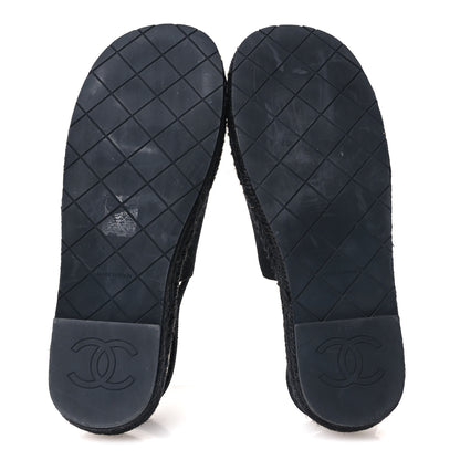 Chanel Canvas Strass CC Espadrille Slingback Sandals 38 Black 6 of 9