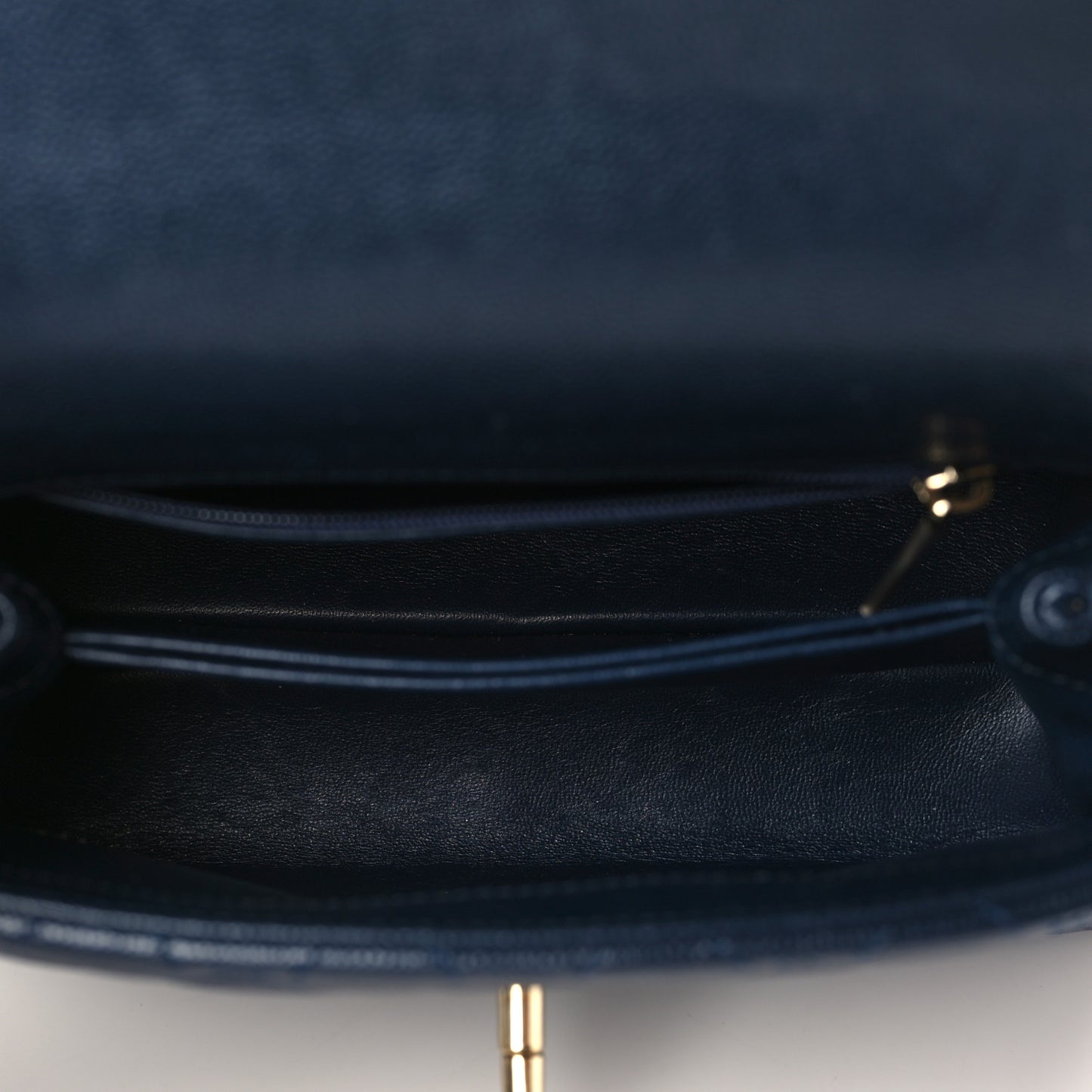 Caviar Quilted Lizard Embossed Mini Coco Handle Flap Navy Blue