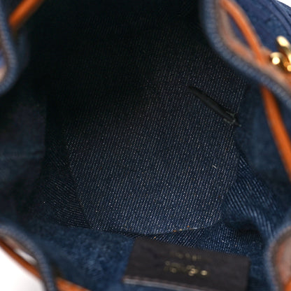Fendi Denim Vitello King F is Fendi FF Embroidered Mini Mon Tresor Bucket Bag Blue Cuoio 5 of 10