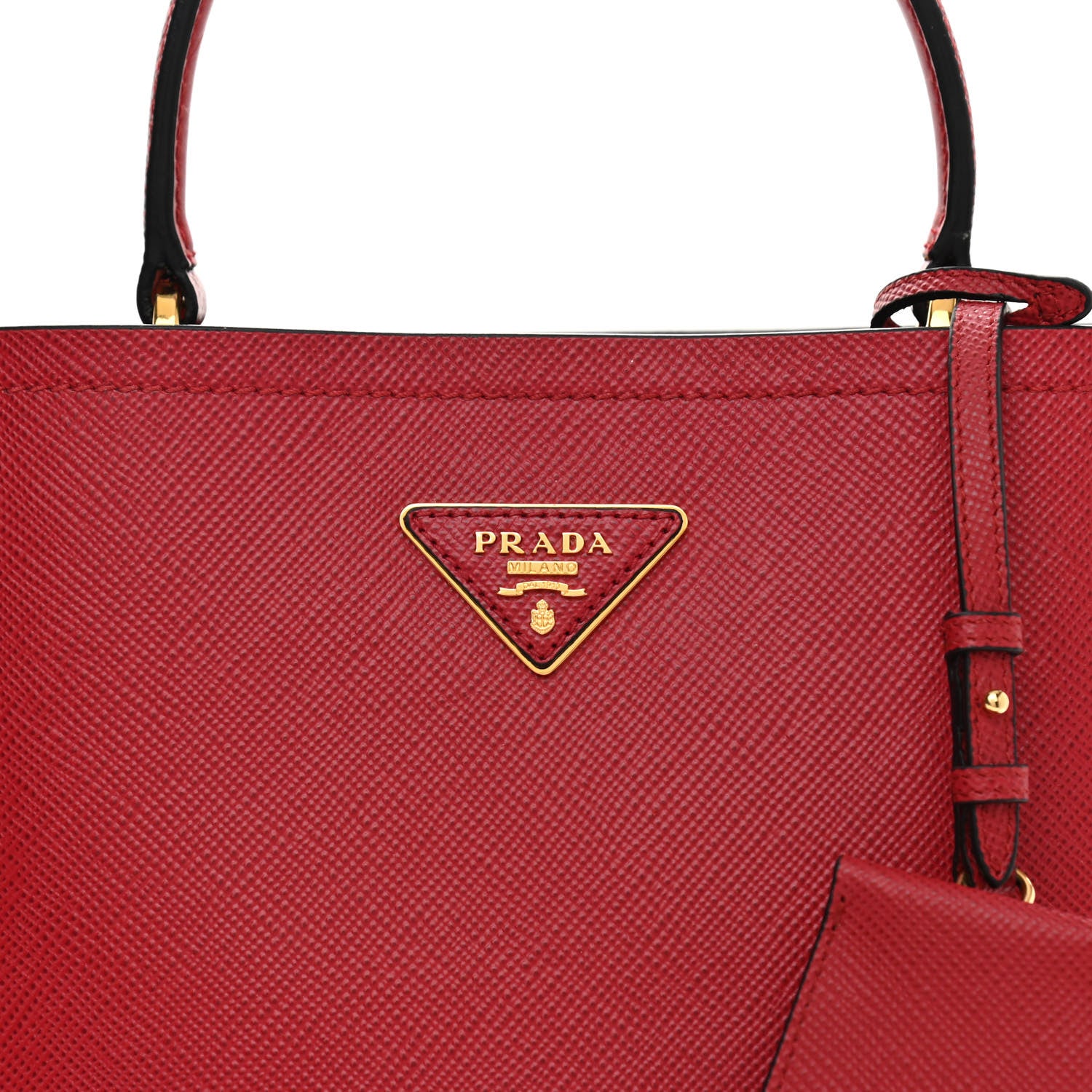 Prada Saffiano Cuir Medium Panier Bucket Bag Fuoco Black 10 of 13