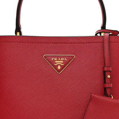 Prada Saffiano Cuir Medium Panier Bucket Bag Fuoco Black 10 of 13