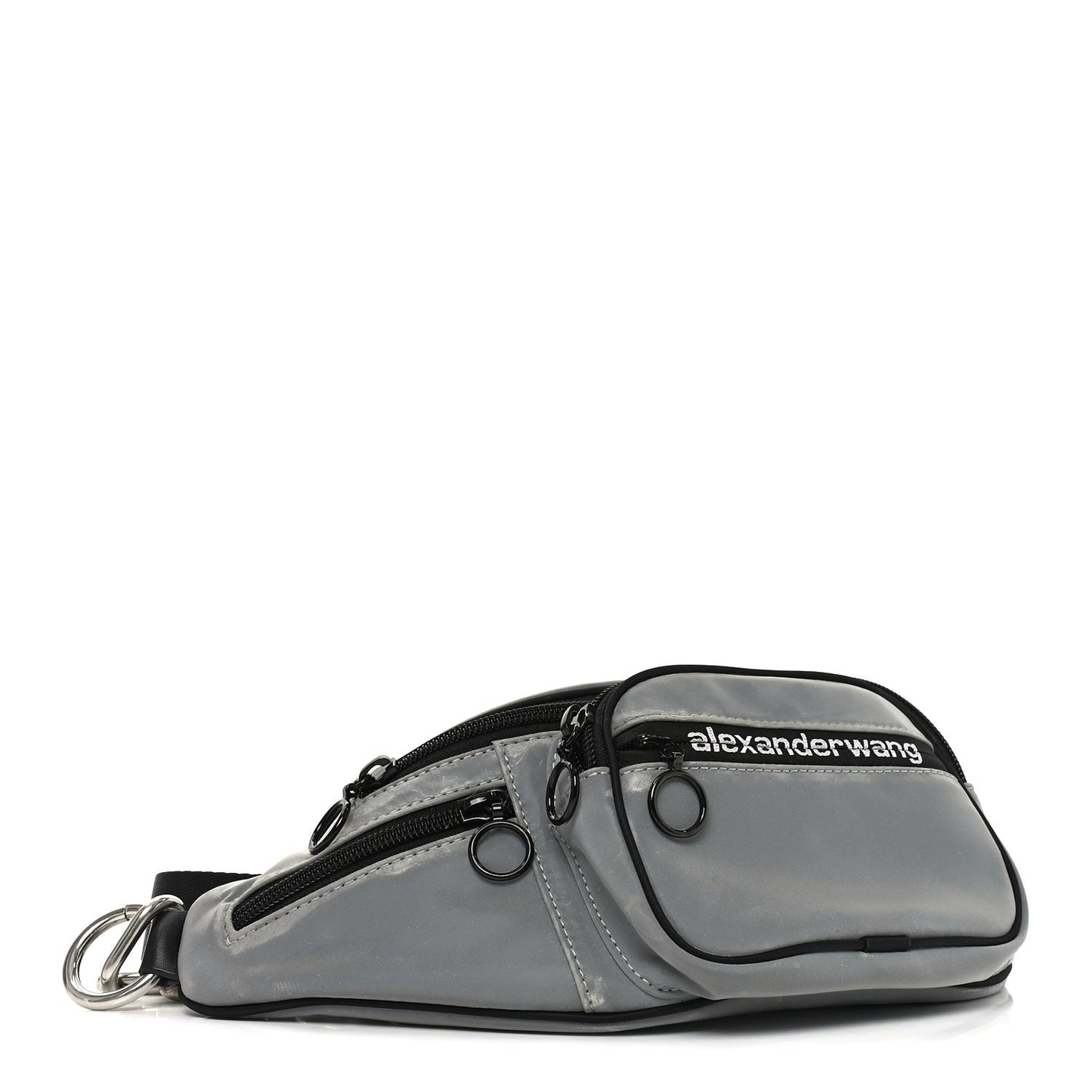 Nylon Logo Printed Attica Belt Bag Reflective Silver