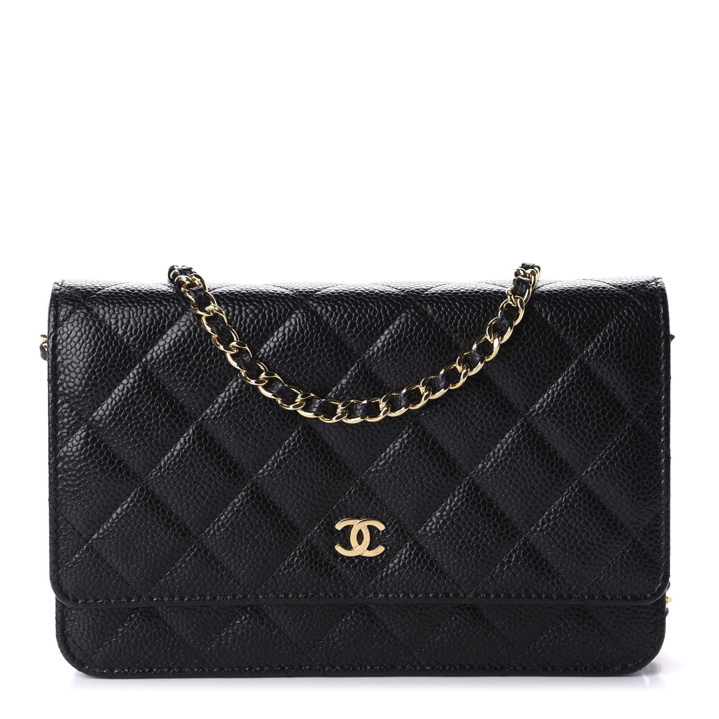 Caviar Quilted Wallet On Chain WOC Black