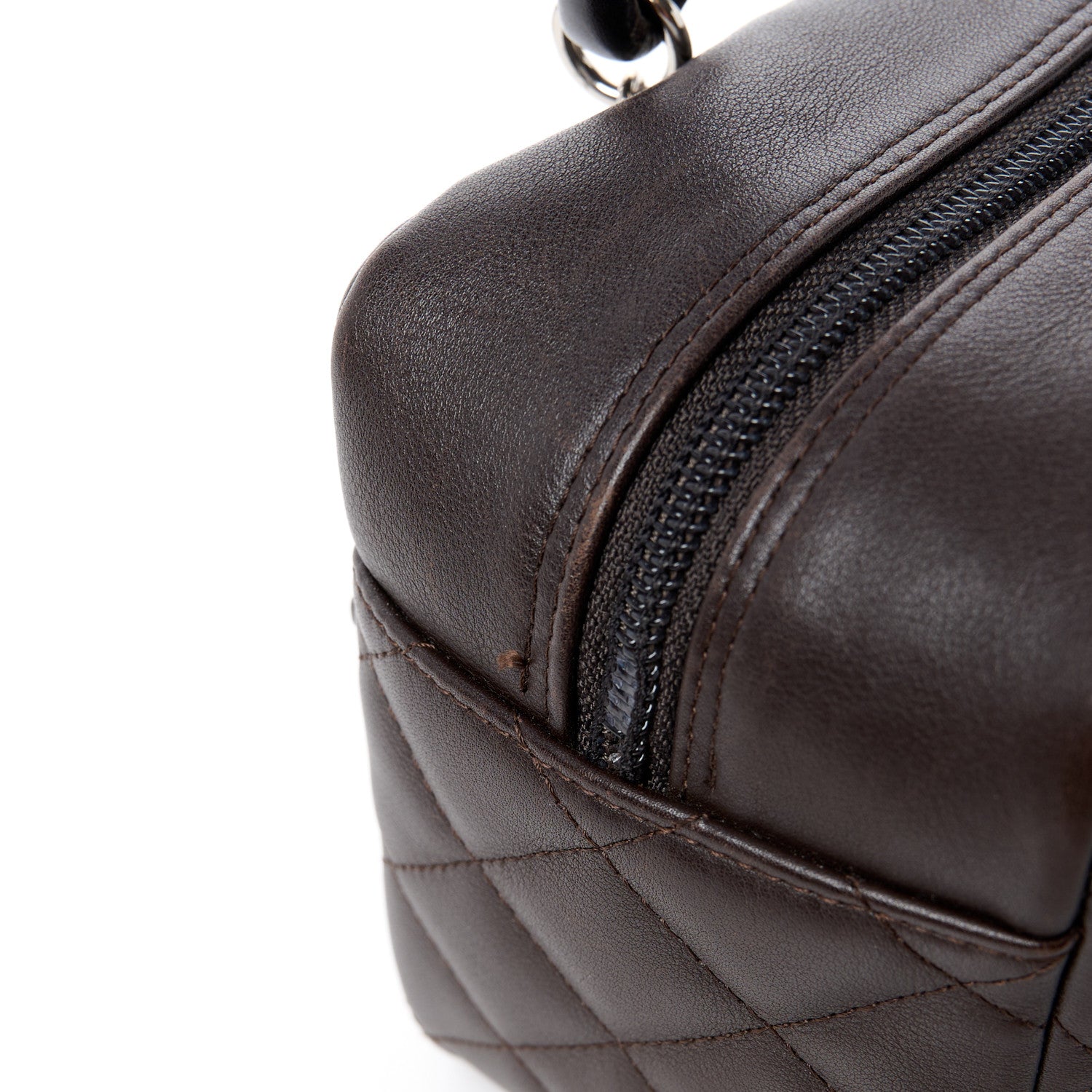 Chanel Calfskin Quilted Small Cambon Bowler Dark Brown 12 of 12