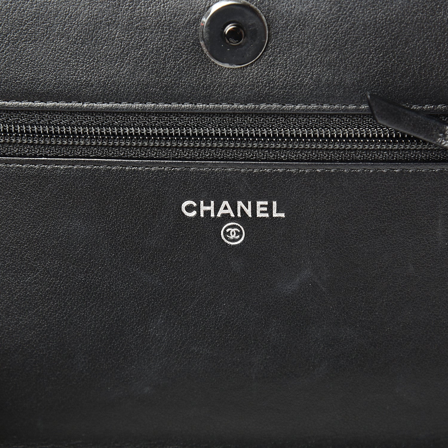 Chanel Aged Calfskin Chevron Quilted Gabrielle Wallet On Chain WOC Black 5 of 16