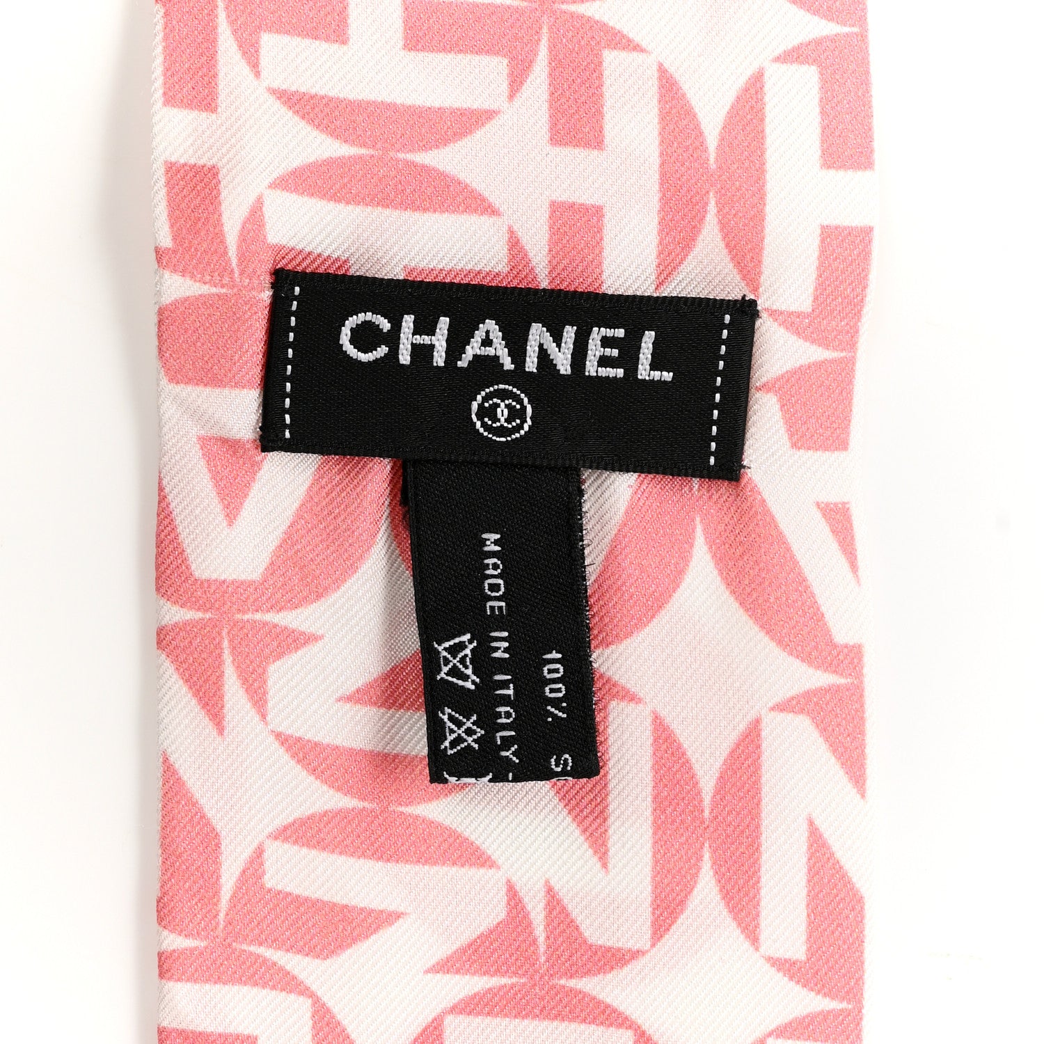 Chanel Silk CC Slim Bandeau Scarf Pink Grey 3 of 6