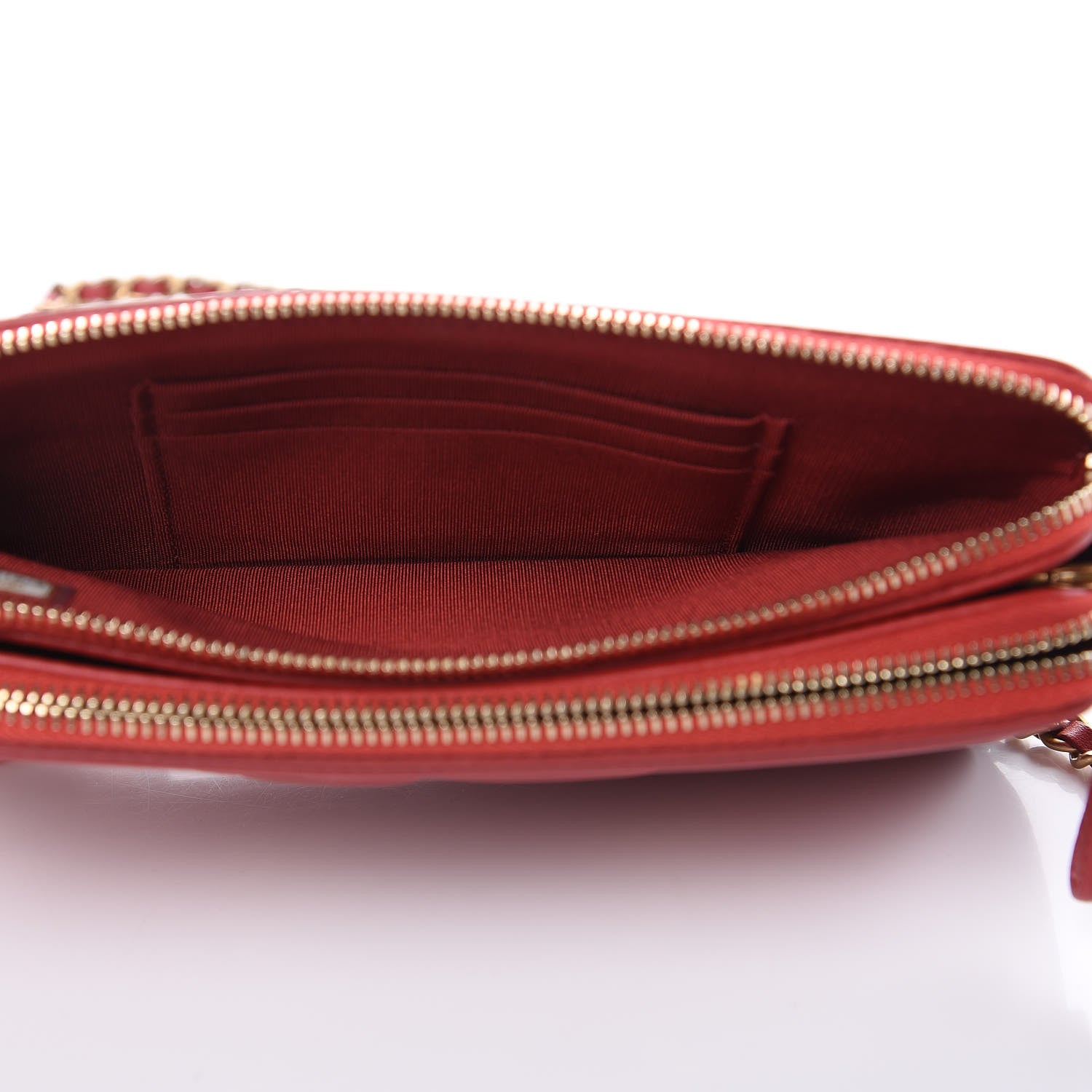 Chanel Caviar Quilted CC Filigree Clutch With Chain Red 6 of 12