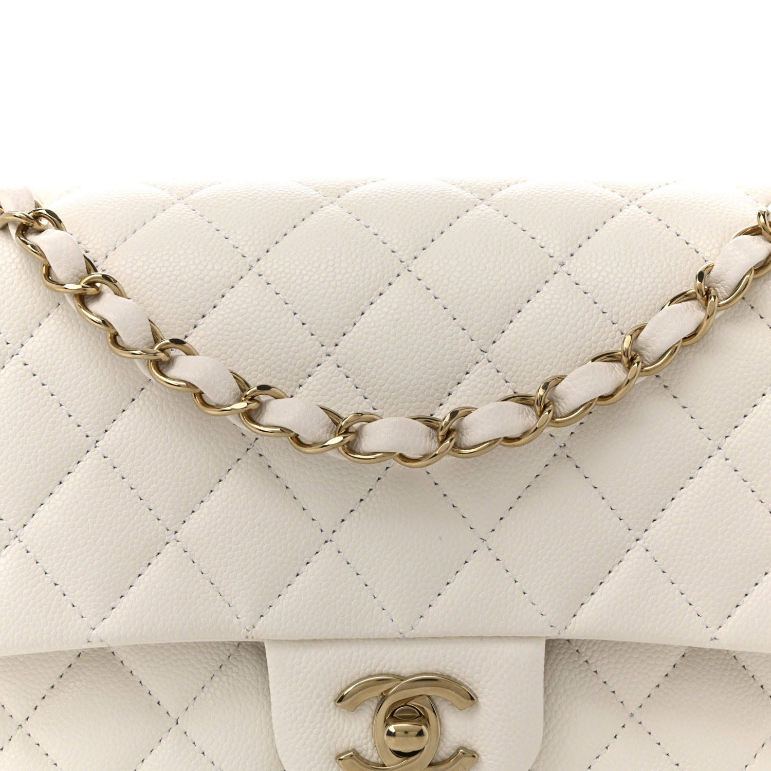 Chanel Caviar Quilted Medium Double Flap White 8 of 14