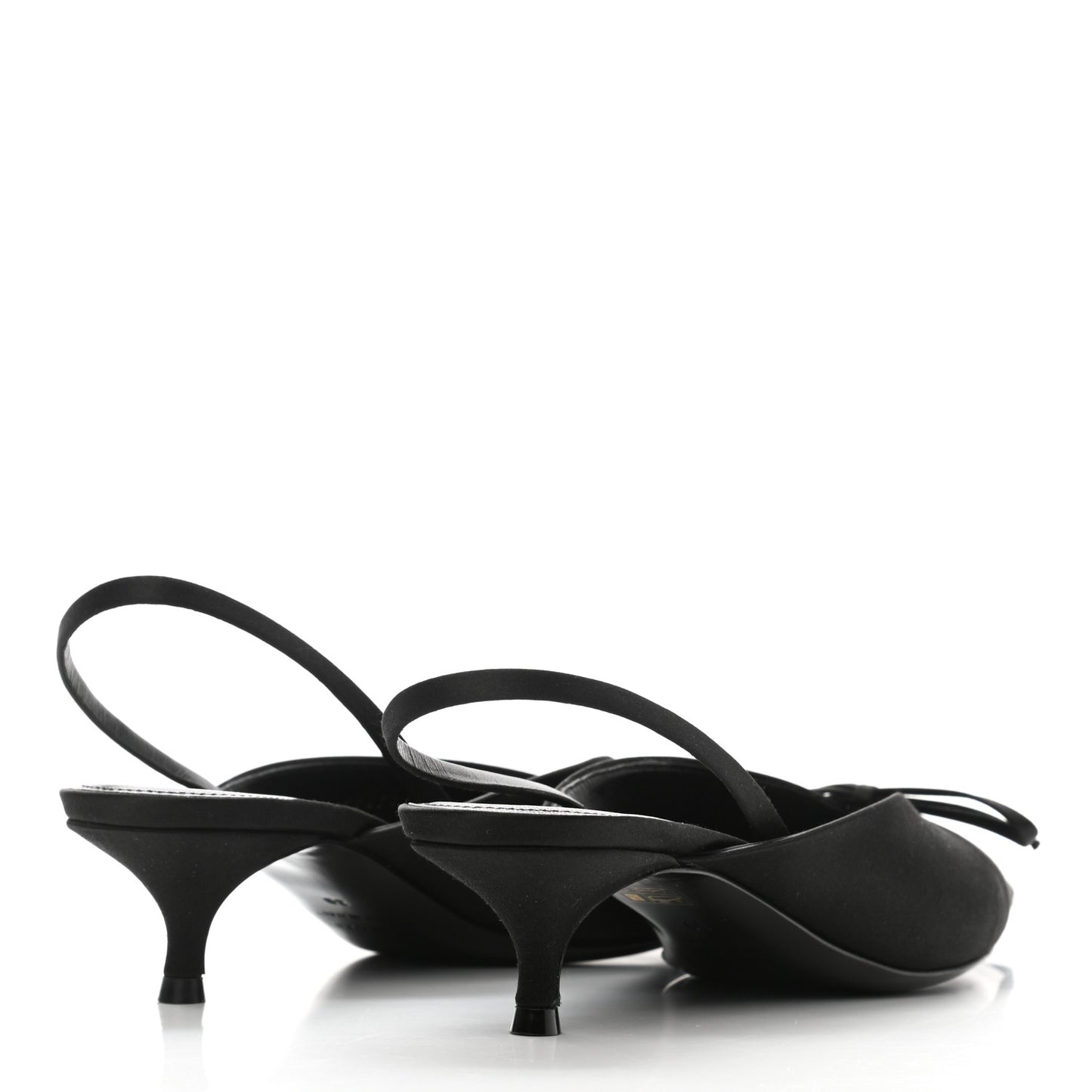 Satin Pointed Toe Knife Slingback 40mm Mules 39 Black