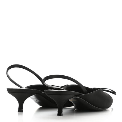 Balenciaga Satin Pointed Toe Knife Slingback 40mm Mules 39 Black 4 of 9