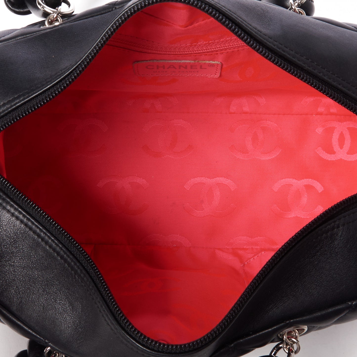 Calfskin Quilted Large Cambon Bowler Black