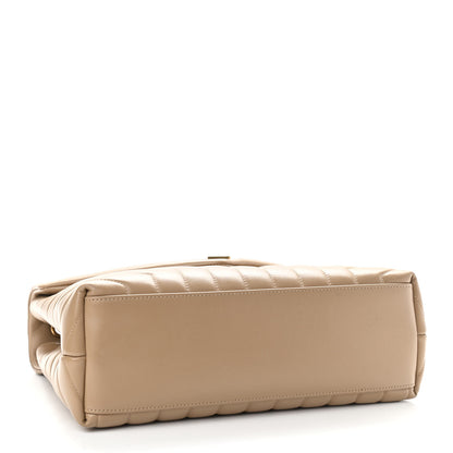 Saint Laurent Calfskin Y Quilted Monogram Medium Loulou Chain Satchel Dark Latte 4 of 10