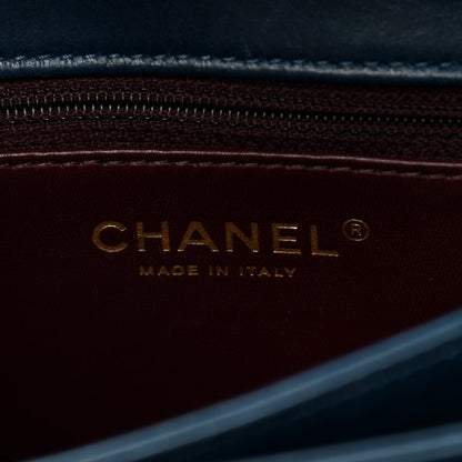 Chanel Glazed Calfskin Quilted Mini Straight Lined Flap Blue 5 of 10