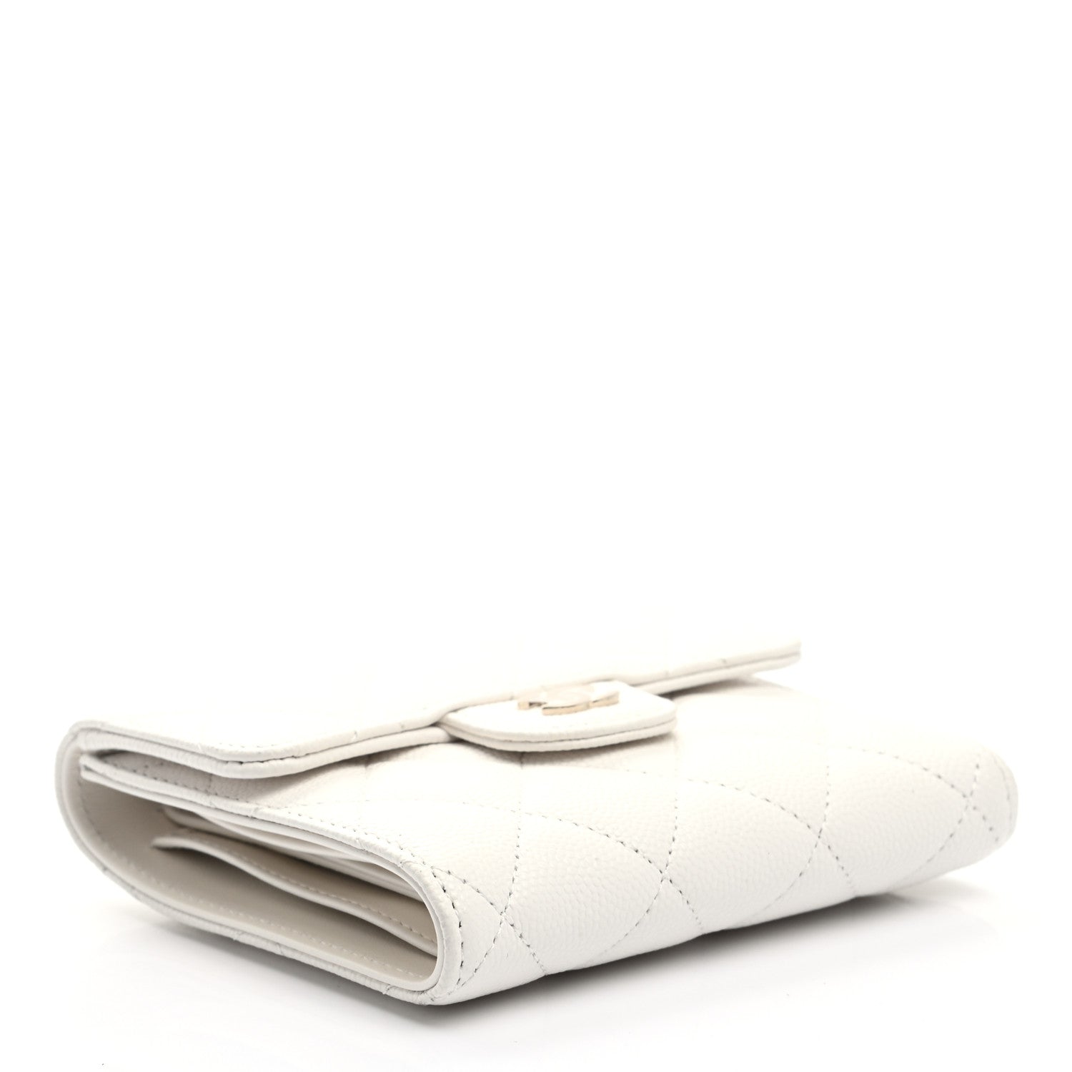 Chanel Caviar Quilted Compact Flap Wallet White 4 of 9