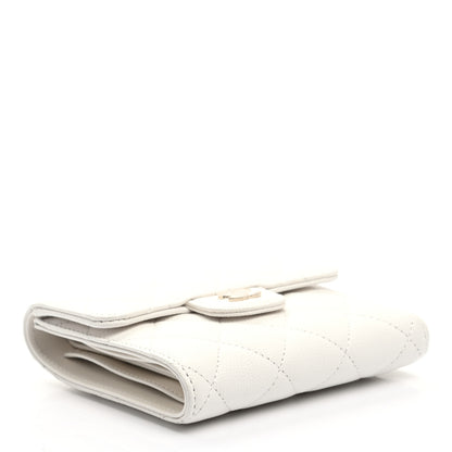 Chanel Caviar Quilted Compact Flap Wallet White 4 of 9
