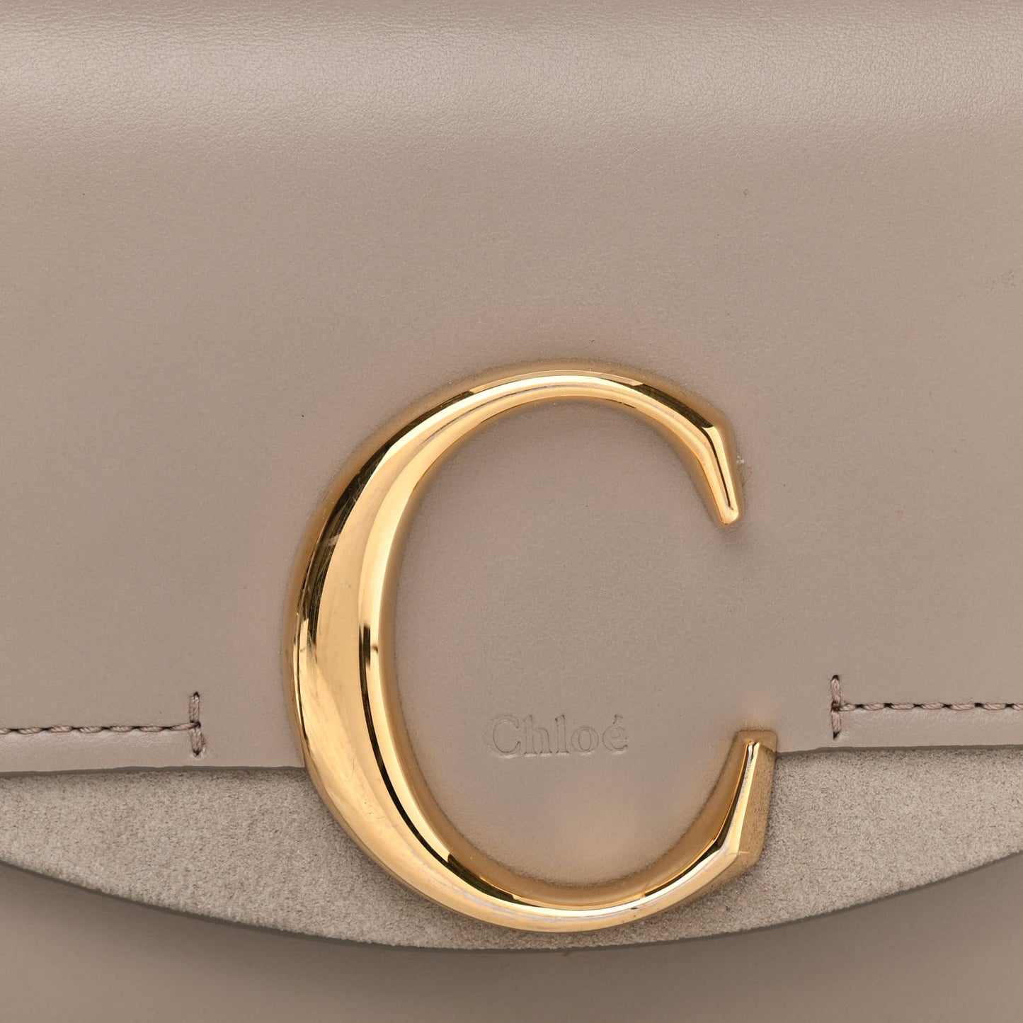 Shiny Calfskin Suede Mini C Double Carry Motty Grey