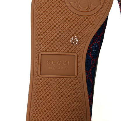 Gucci Lurex Calfskin Web GG Monogram Mens Falacer Sneakers 9 Iridescent Blue Iridescent Red Silver 7 of 10