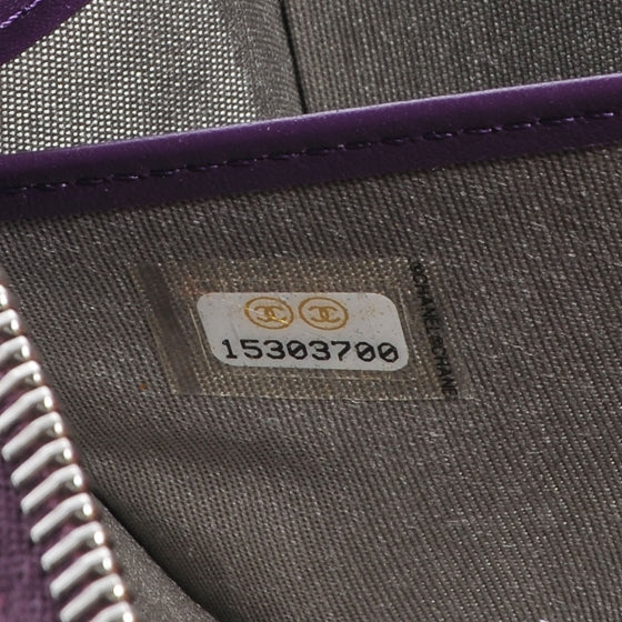 Patent Quilted Brilliant Zip Around Wallet Purple