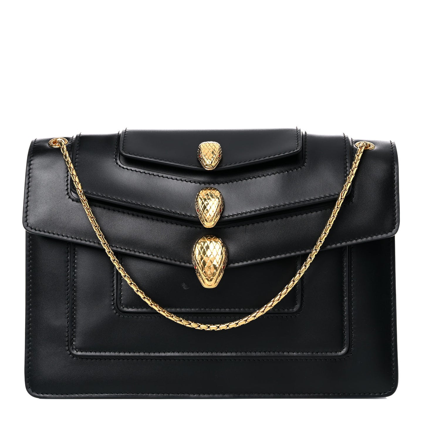 X ALEXANDER WANG Lambskin Serpenti Forever Flap Black
