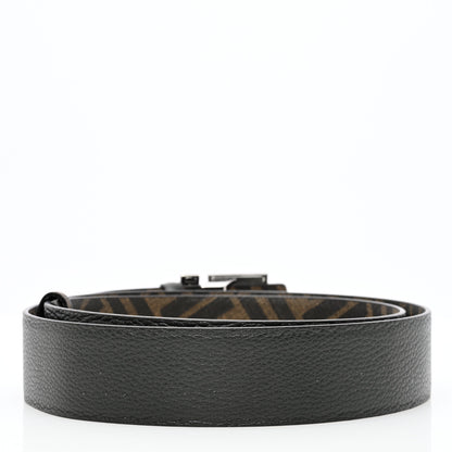 Fendi Cuoio Romano Glazed Fabric FF Reversible Belt 95 38 Black Tobacco 3 of 6