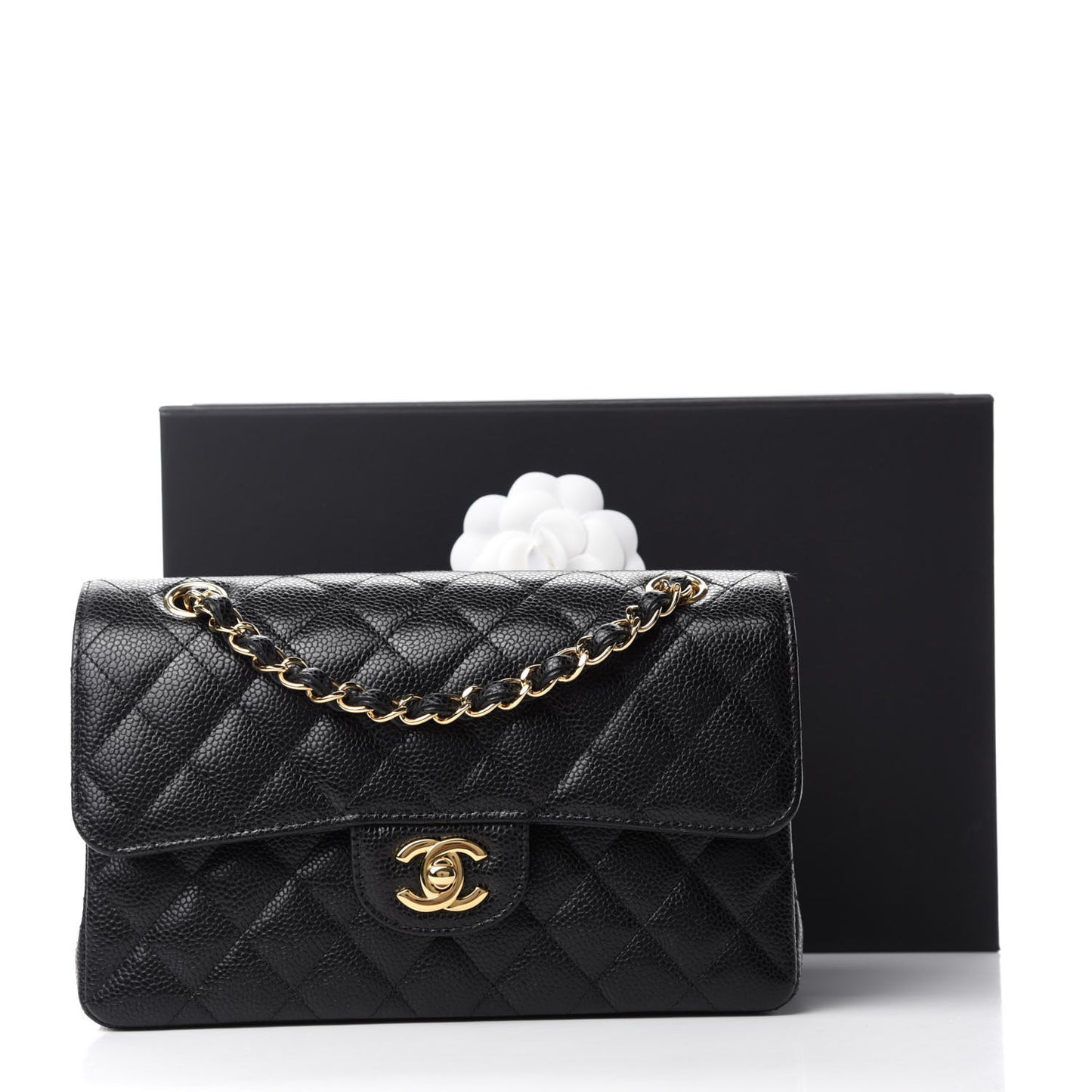 Caviar Quilted Small Double Flap Black