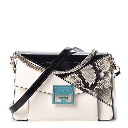 Givenchy Patent Calfskin Python Embossed Small GV3 Shoulder Bag Black White 1 of 9