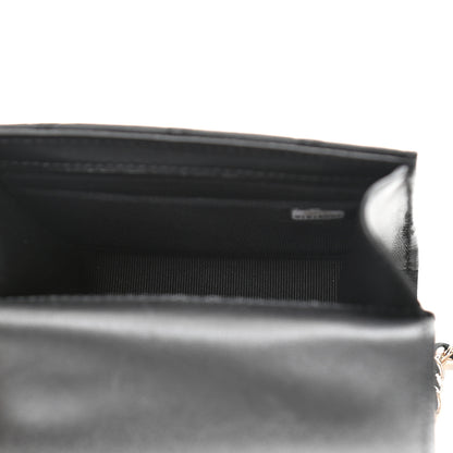 Chanel Lambskin Quilted Top Handle Flap Clutch With Chain Black 5 of 12