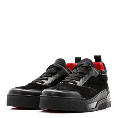 Christian Louboutin Calfskin Neoprene Veau Velours Mens Aurelien Flat Sneakers 40.5 Black 4 of 11